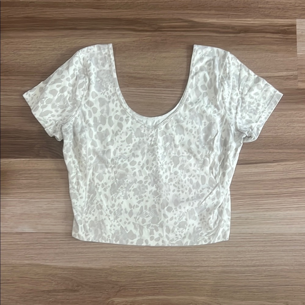 Lululemon White/Grey Cheetah Crop Top